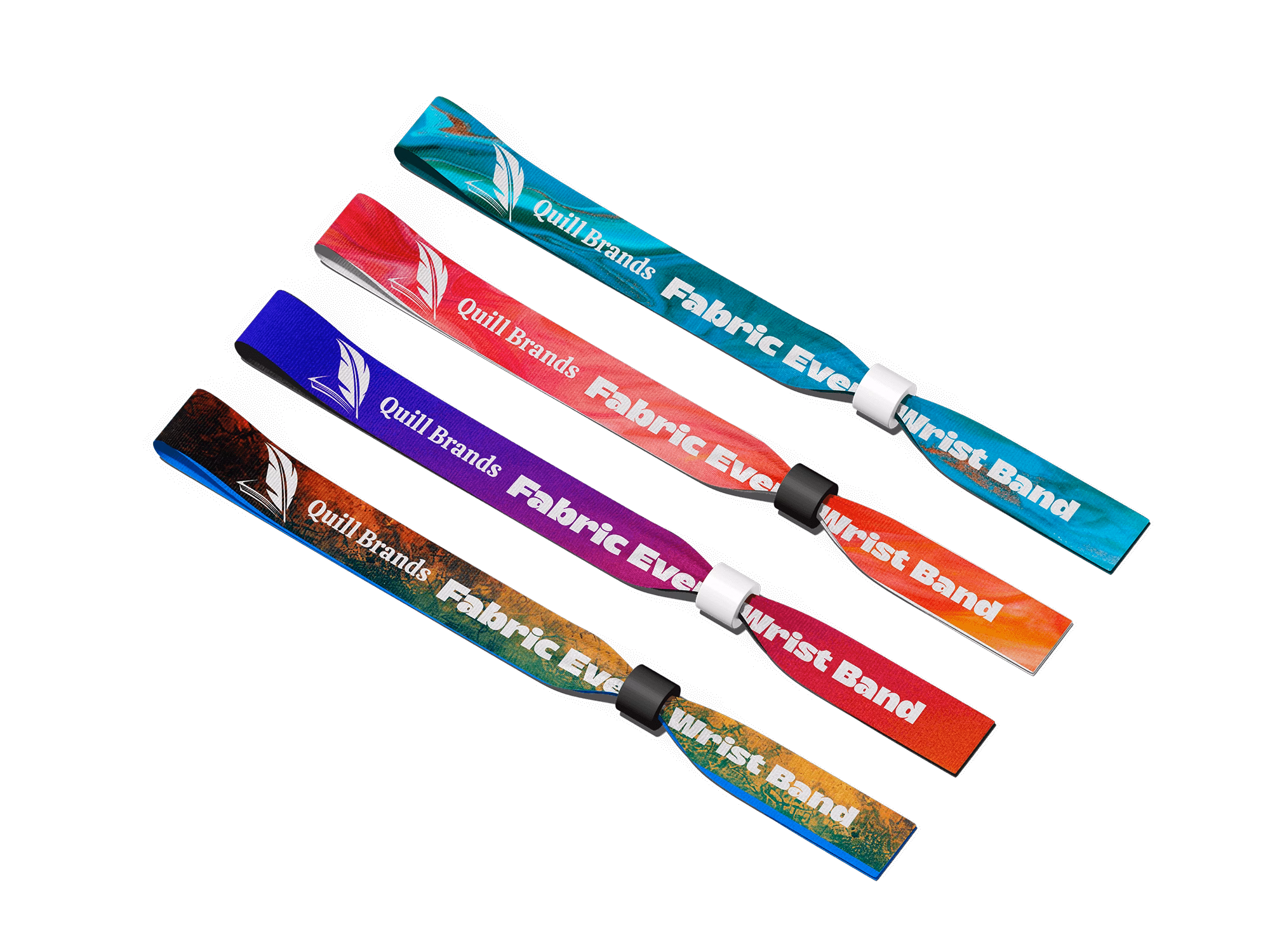 branded fabric event wrist bands - Quill Brands full colour branded fabric event wristbands