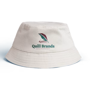 Branded bucket hats Kenya with custom front logo.